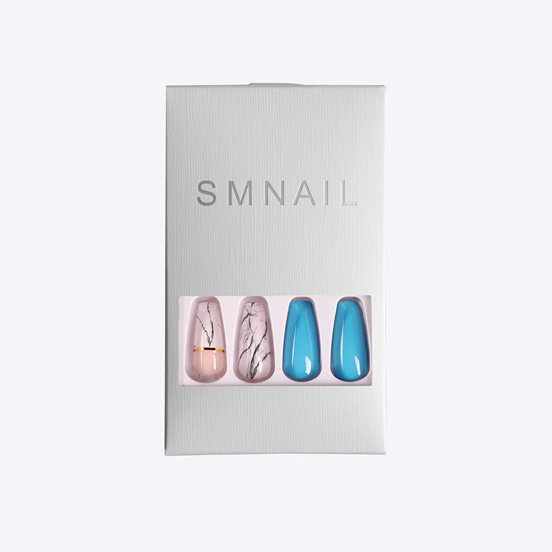 Marble Ballet Coffin Nails - Fake Nail Set